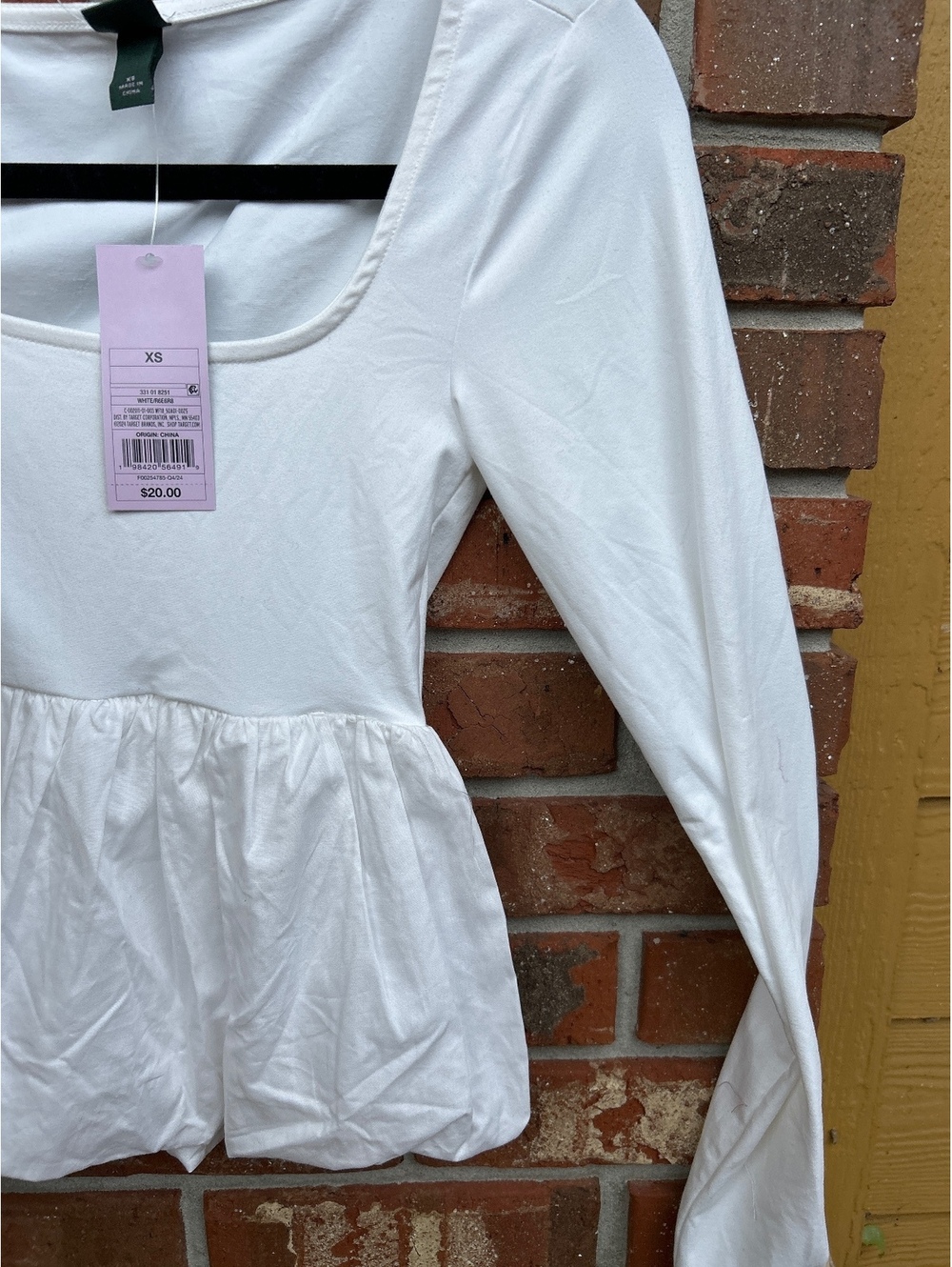 Target White Long Sleeve Peplum Top XS